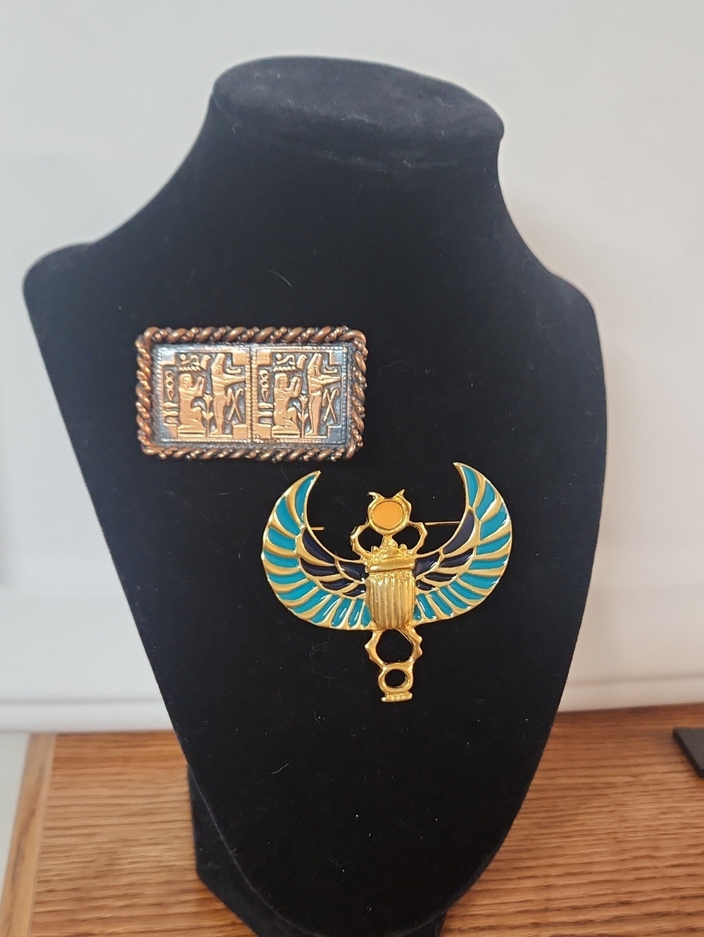 Egyptian Scarab And Copper Egyptian Brooch